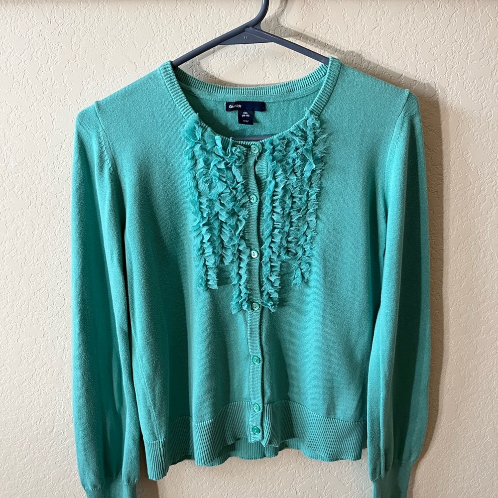 2 Pack Girl Green and Cream Cardigan Set with Ruffled Details - Picture 3 of 6